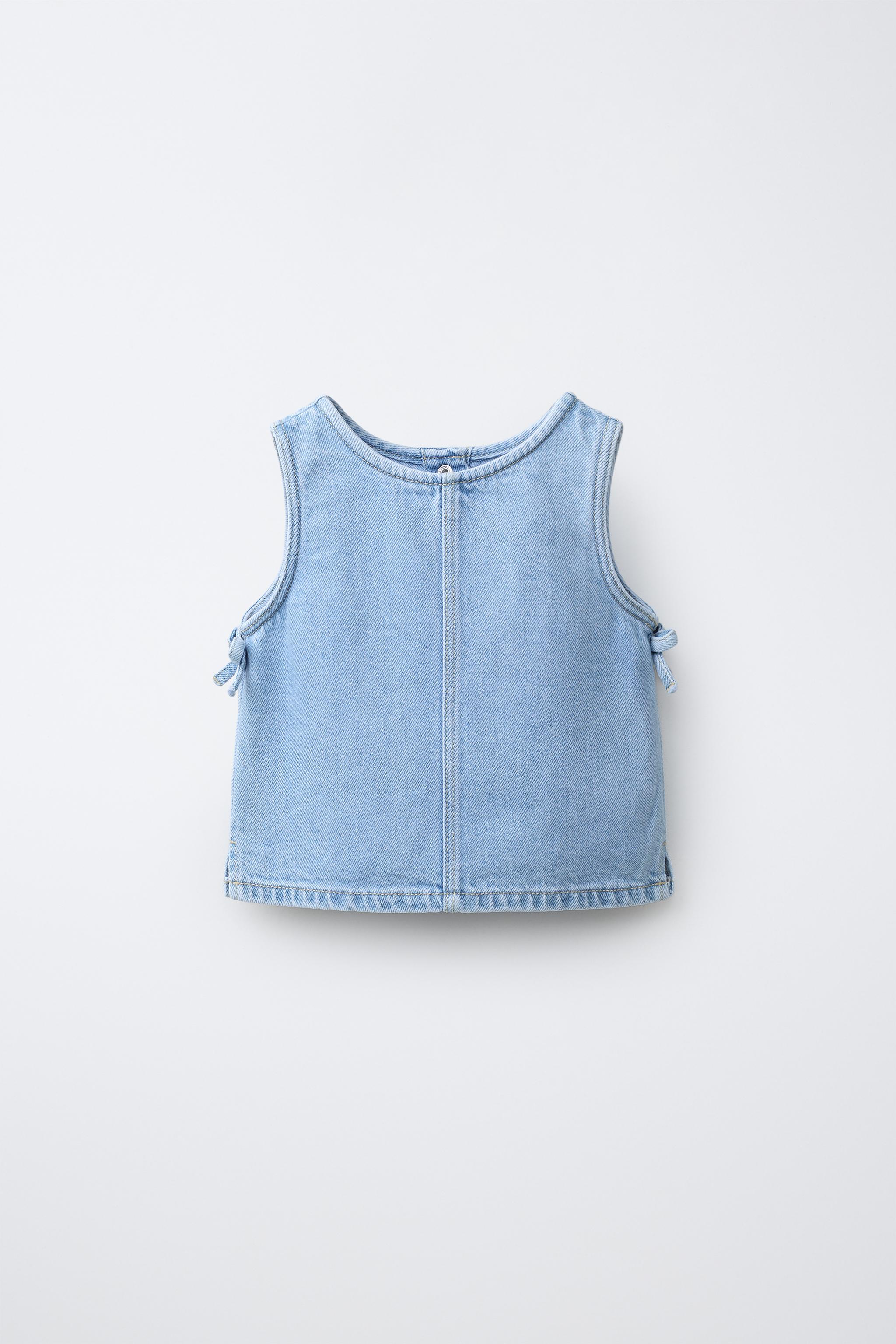 TOP EN DENIM À NŒUDS